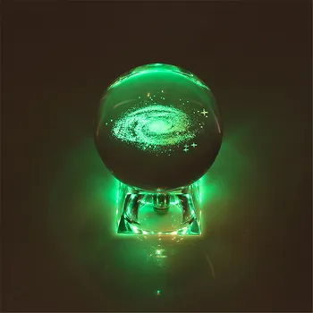 3D Iegravēts Stikla Amatniecības Galaxy Sistēmas Milu Briežu Kristāla Lampu Nakts Gaisma Gaismas Kārta Sfērā Mājas Biroja Galda Dekori, Dāvanas