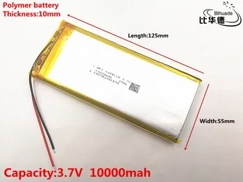 3pcs/daudz Laba Qulity 1055125 3.7 V litija-polimēru 10000 mah DIY mobilo avārijas enerģijas uzlādēšana akumulators