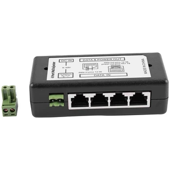 4 Port Poe Inžektors Poe Barošanas Adapteri Ethernet Barošanas Pin 4,5(+)/7,8(-)Ievadi Dc12V-Dc48V Ip Kameras