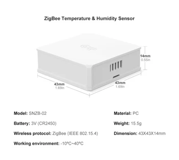 4gab SONOFF SNZB-02 ZigBee Temperatūras Un Mitruma Sensors Reālā Laika LowBattery Darbojas Paziņojums SONOFF ZigBee EWeLink APP