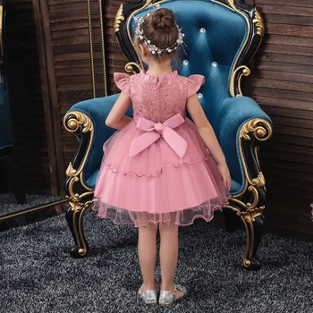 5 Krāsu Princese Mazulis Kleitas Meitenēm Tutu Mežģīnes, Izšūti Ziedu Bumbu Kleita Drēbes Mazulim Meitene Apģērbs Bērniem, Kāzu Kleita