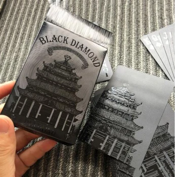 54pcs Ūdensizturīgs Melnas Plastmasas Spēļu Kārtis Kolekciju Black Diamond Poker Kartes Radošo Dāvanu Standarta Spēlējot Kārtis