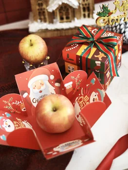 6pcs Jaunu Radošu Eksploziju Apple Rūtiņu Papīra Kastē Ziemassvētku Iepakojuma Kastes Dāvanu Apple konfektes, Iekšējo un ārējo drukas
