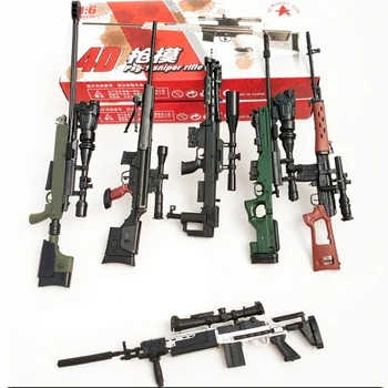6Pcs/set Pārklājumu Pistoli Modelis, Snaiperis Šautene, SVD,PSG-1,MK14,DSR-1,TAC-50 1:6 Montāžas Komplekti Ieroci 12