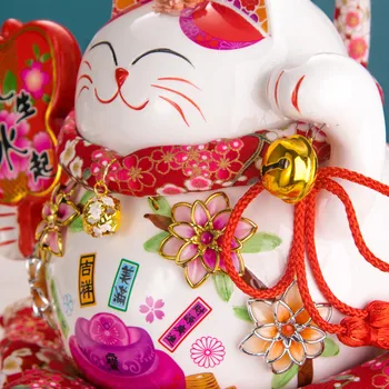 9 collu Keramikas Fortune Cat Rotājumu Dāvanu Laimīgs Kaķis Cūciņa Bankas Centrālais Mājās Apdare WXV Pārdošana