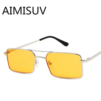 AIMISUV taisnstūra zelta saulesbrilles vīriešiem 2019 metāla rāmis retro nelielu kvadrātveida saulesbrilles sieviešu uv400 vintage skaidrs, objektīvs