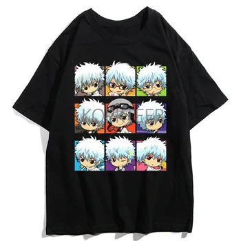 Anime Vīriešiem T-krekli Gintama Sakata Gintoki Harajuku Ullzang Smieklīgi Grafiskais T-krekls Kawaii Anime T-krekli Īsām Piedurknēm Topi, t-veida