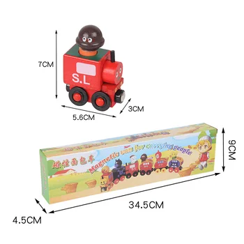 Anpanman Vilcienu Uzstādīts Magnētisko Van Lai Veiktu Cilvēki, Kas Vilcienu Bērniem, Koka Rotaļlietas, Magnētiskās Transportlīdzekļa Bloki Kids Izglītojošās Rotaļlietas