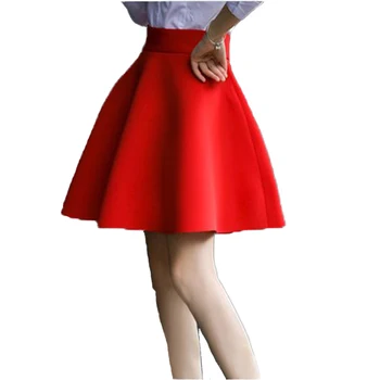 Augstas Kvalitātes Sieviešu Un Meiteņu Modes Klasiskā Vintage Impērija Viduklis Mini Svārki Sarkans Kokvilnas Spandex Liels Uzliesmojums Ar Augstu Vidukli, Īsi Svārki