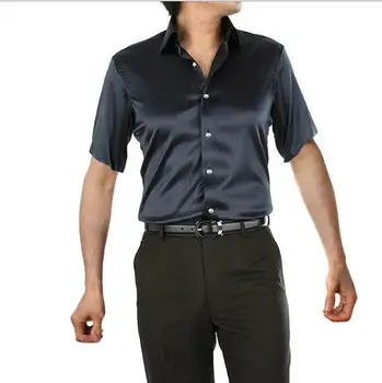 Augstas Kvalitātes vīriešu īsām piedurknēm zīda krekls zīmolu Vasaras vīriešiem, krekli, Dzidri krāsu atpūtas biznesa krekli plus lieluma 5XL karstā pārdošanas