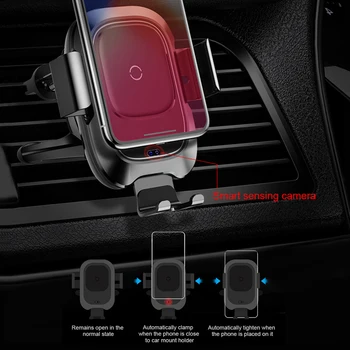 Baseus Auto Telefona Turētājs priekš iPhone, Samsung Viedo Centrālās Qi Auto Bezvadu Lādētāju Gaisa Vent Mount Mobilā Tālruņa Turētājs Stāvēt