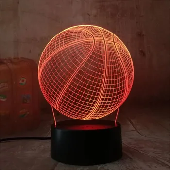 Basketbola Sporta LED 3D ilūziju, lampas Apdares Touch Usb 7 Krāsas, Mainīt Lampas, gaismas, Nakts Gaisma Labāko Bērnu Zēniem Cilvēks, Dāvanas