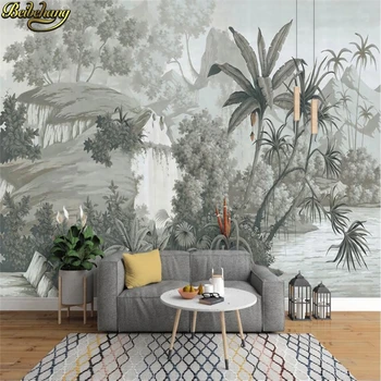 Beibehang Custom tapetes dzīvojamā istabā apdare Eiropas nostalģisks retro rainforest banānu palmu sienas fona guļamistaba dekori