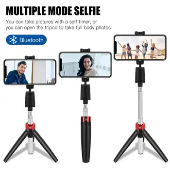 Bezvadu Bluetooth 3 In 1 Selfie Stick Salokāms Mini Statīvs Turētājs Salokāms Ar Tālvadības Pulti Telefona Taimeris Artefakts