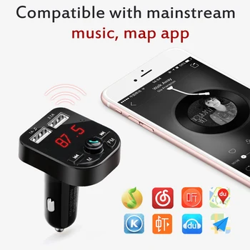 Bluetooth, fm raidītājs Brīvroku Automašīnas Komplekts Auto Audio MP3 Atskaņotājs ar 3.1 Ātri Uzlādēt Dual USB Automašīnas Lādētājs