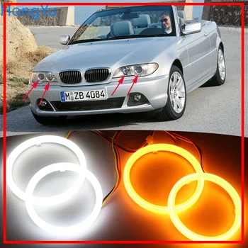 BMW 3 Sērija E46 Convertible Kupeja Kabriolets 2004. - 2006. Gada Kokvilnas Switchback LED divu Krāsu Angel Eye White Dzintara pagrieziena signāla gaismu