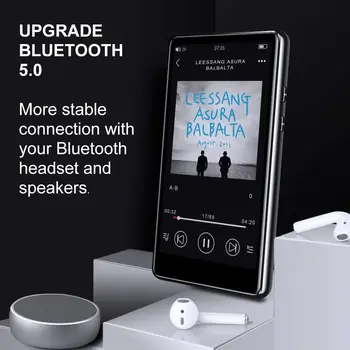 BTSMONE MP3 Atskaņotājs ar Bluetooth 5.0 ar Augstu Izšķirtspēju un Pilna skārienekrāna Iebūvēts Skaļrunis HiFi Lossless Skaņas Atskaņotājs 8GB