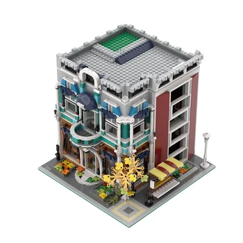 BuildMoc Pilsētas Ielu Skatuves Svari Kafejnīca, Grāmatnīca, Rezerves Celtniecības Bloki, Būvniecības Moduļu Bloka Modelis 2287 GAB Rotaļlietas