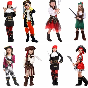 Bērniem Halloween Cosplay Kostīmi Bērniem Pirātu Kostīms, Kleita Cepures Iedomātā Maskēties Puse Lomu Spēlē Disfraz Nav Ierocis