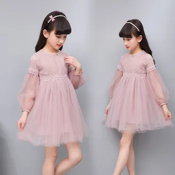 Bērniem kleitas meitenēm drēbes 2019. gada Rudenī bērniem apģērbi meitenēm kleitas garām piedurknēm princese kleita izšuvumi vestidos 2-14Y