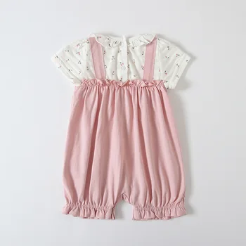 Bērnu Apģērbu Jaundzimušo Bērnu Kokvilnas Romper Ķiršu Drukāt Zīdaiņu Meitenēm Jumpsuit Bērniem Drēbes, Apģērbs rozā 0-2Y