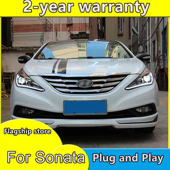 Car Styling, lai Sonata Lukturi Sonata8 LED priekšējo Lukturu dienas gaitas lukturi Objektīvs Dubultās Staru HID H7 Xenon Auto Aksesuāri