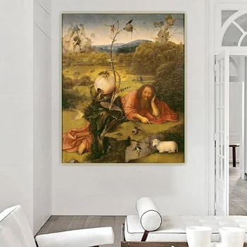 Citon Hieronymus Bosch《Svētais Jānis Kristītājs Tuksnesī》Audekls, Eļļas Glezna Mākslas Ainu Sienas Fona Mājas Apdare