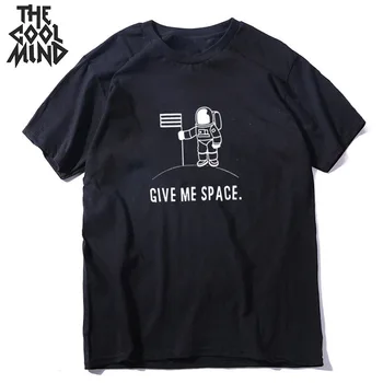 COOLMIND kokvilnas, ar īsām piedurknēm kosmosa cilvēks drukas vīriešu T krekls gadījuma o-veida kakla vīriešu T vaļēju vasaras t-krekla, vīriešu tee krekli, topi