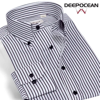 Deepocean Modes Kokvilnas Krekls Vīriešiem Kreklu Smart Casual Ilgi Krekli Vīriešu Tops Plus Lieluma Cilvēks Apģērbu Camisa Masculina Krekli