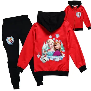Disney Meitene Rudenī 2020. Gadam Gadījuma Ziemas Džemperis Apģērbu Komplekti Saldētas Elza Anna Kawaii Mazas Meitenes Tracksuit Bērnu Apģērbs