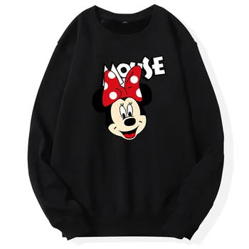 Disney sporta Krekls Minnie Mickey Mouse, Karikatūra Vēstuli Izdrukāt, O-veida Kakla Džemperis Sievietēm ar garām Piedurknēm Pāri Unisex Topi S - XXL 8 Krāsa