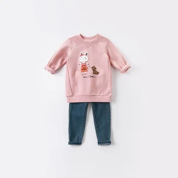 DKH15194 dave bella ziemā 3-13Y bērnu drēbes, bērnu modes loku karikatūra T-krekls meitenēm augstas kvalitātes modes tees