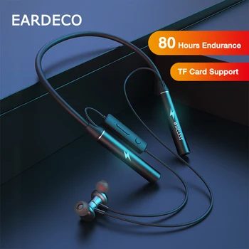 EARDECO 80 Stundas Atskaņošanas Bluetooth Austiņas ar Mikrofonu Bezvadu Austiņas Austiņas Bass Sporta Neckband Austiņas Stereo TF Kartes
