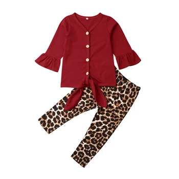 Emmababy Modes Lovely Baby Meiteņu Apģērbu Komplekti, Bell Piedurknēm Pogas, Bērnu Apģērbu Komplekti Toddler Kids Rudens Apģērbs Apģērbs