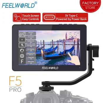 FEELWORLD F5 Pro Touch Screen Kamera Jomā, Uzraudzīt 4K HDMI 5.5 collu Full HD 1920x1080 LCD IPS DSLR displejs Kameras Stabilizators