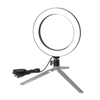 Fotogrāfija LED Selfie Gredzenu Gaismu 16/26cm trīs ātruma Bezpakāpju Apgaismojums Regulējamas Ar Statīvu Galvas Grims Video Live Studio