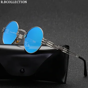 Gothic Steampunk Saulesbrilles Vīriešiem, Sievietēm, Metāla Wrap Brilles Kārta Toņos Zīmola Dizainere, Saules brilles, Spogulis Augstas Kvalitātes UV400