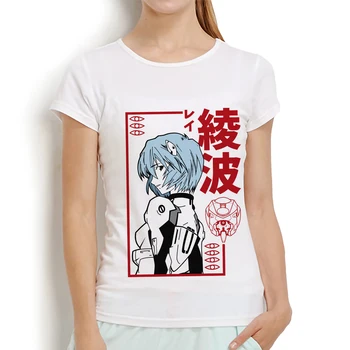 Gudrs Eva Rei Ayanami anime t krekls sievietēm vasarā jaunā baltā gadījuma femme meitene kawaii streetwear t īsām piedurknēm