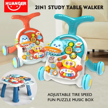 Huanger 2-in-1 Multifunkcionāla Spēli Baby Walker ar riteni 6-24 Mēneši Sport Anti-apgāšanās Toddler baby Walker