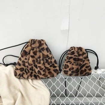 Ir 2021. ziemas aukliņu kausa soma, modes dizainers rokassomu leopard mākslīgās kažokādas pleca soma, maz cute mini somas sievietēm, meitenēm