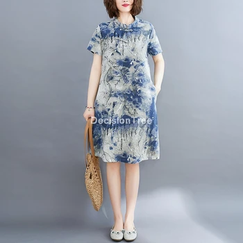 Ir 2021. ķīniešu kleitu elegants drukāt zieds sieviešu cheongsam ķīniešu tradicionālā kleita viskozes qipao vestidos austrumu puse kleita