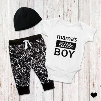 Jaundzimušais Mazulis Baby Boy 3Pcs Drēbes Jumpsuit Romper Bodysuit Bikses, Cepure, Apģērbs, Komplekts