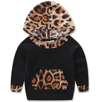 Jaundzimušā bērna Baby Meiteņu Drēbes Leopard Kapuci sporta Krekls Topi, T Krekls + Bikses 2gab Tērpiem Tracksuit Kids Apģērba Komplekts