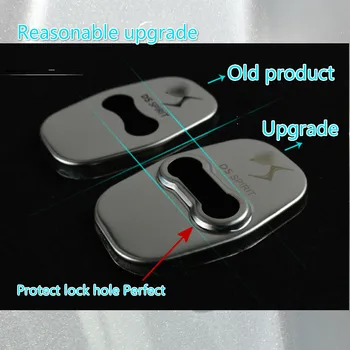 Jaunināt automašīnu durvju slēdzenes 4gab Nerūsējoša Tērauda Vāciņu, pretkorozijas Apdarei, lai Aizsargātu Peugeot Citroen DS Garu DS3 DS4 DS5