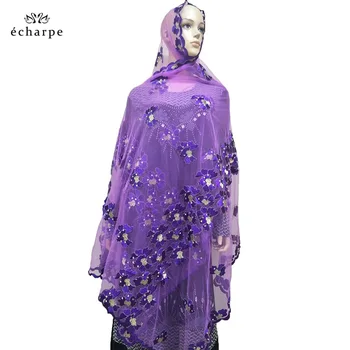 Jauno Musulmaņu izšūtu tilla lakatiņu Āfrikas sieviešu ikdienas valkāšanai modes atpūtas šalle pagarināt vairāk lakati