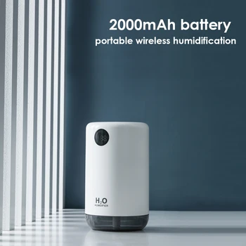 Jaunu H20 Difuzoru 500ml 2000mAH Akumulators mini Difuzoru Ultraskaņas Izslēgt Darbvirsmas gaisa mitrinātāju, LED Displejs, 3 Krāsas