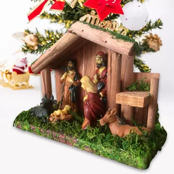 Jēzus Ziemassvētku Gultiņa Figūriņas Statuja kristus dzimšanas Aina Priecīgus Ziemassvētku Dekori Modelis Foto Fona Foto dropship