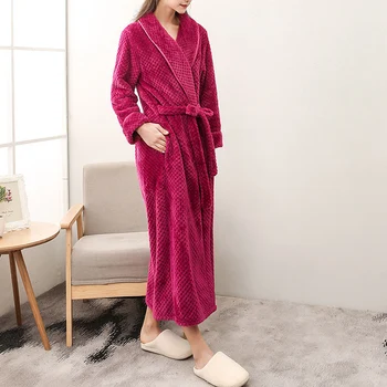 Karstā Pārdošanas 2020 Jaunas Ziemas Sieviešu Pidžamas Izšūta Kleita Vannas Mantija Cieta Mīksta Flaneļa Modes Sieviešu Garu, platu Sleepdress