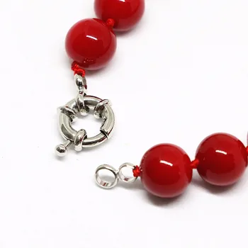 Karstā pārdošanas sievietes rotaslietas 10mm sintēzi, sarkans koraļļu apaļas pērles kaklarota saderināšanās romantiska augstas kvalitātes jewerly 18inch B1467-1