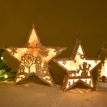 Koka Dobi Zvaigzne Forma Ziemassvētku Gaismas Kastes Darbvirsmas Rotājumu Gaismas Ziemsvētki Koks Karājas Kulons Svētku Dekori